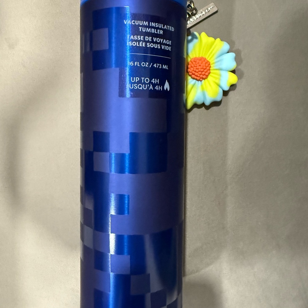 Starbucks Blue Tumbler with Daisy Charm